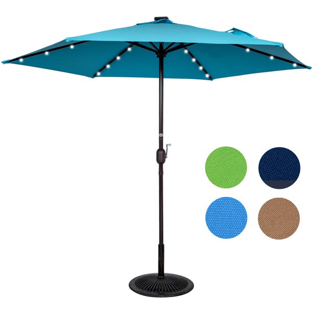 Sundale Outdoor 9ft 24 Led Light Outdoor Market Patio Umbrella Garden Pool With Crank 6 Ribs Walmart Com Walmart Com