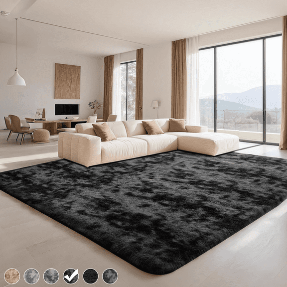 Fluffy Shag Area Rug 4x6 - Soft Plush Gray Carpet for Bedroom, Living Room, Kids Room, Dorm Decor, Aesthetic Home Floor Rug