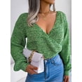 thumbnail image 5 of New-coming Autumn Winter Top Pull Femme Lantern Sleeve V-Neck Crop Sweater Knitted Slim Jumper Vintage Warm Korean Women's Sweat, 5 of 6