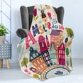 thumbnail image 4 of Dutch Soft Flannel Fleece Throw Blanket, Cartoon Style Amsterdam Architecture Illustration with Colorful City and Trees, Cozy Plush for Indoor and Outdoor Use, 50" x 70", Multicolor, by Ambesonne, 4 of 5