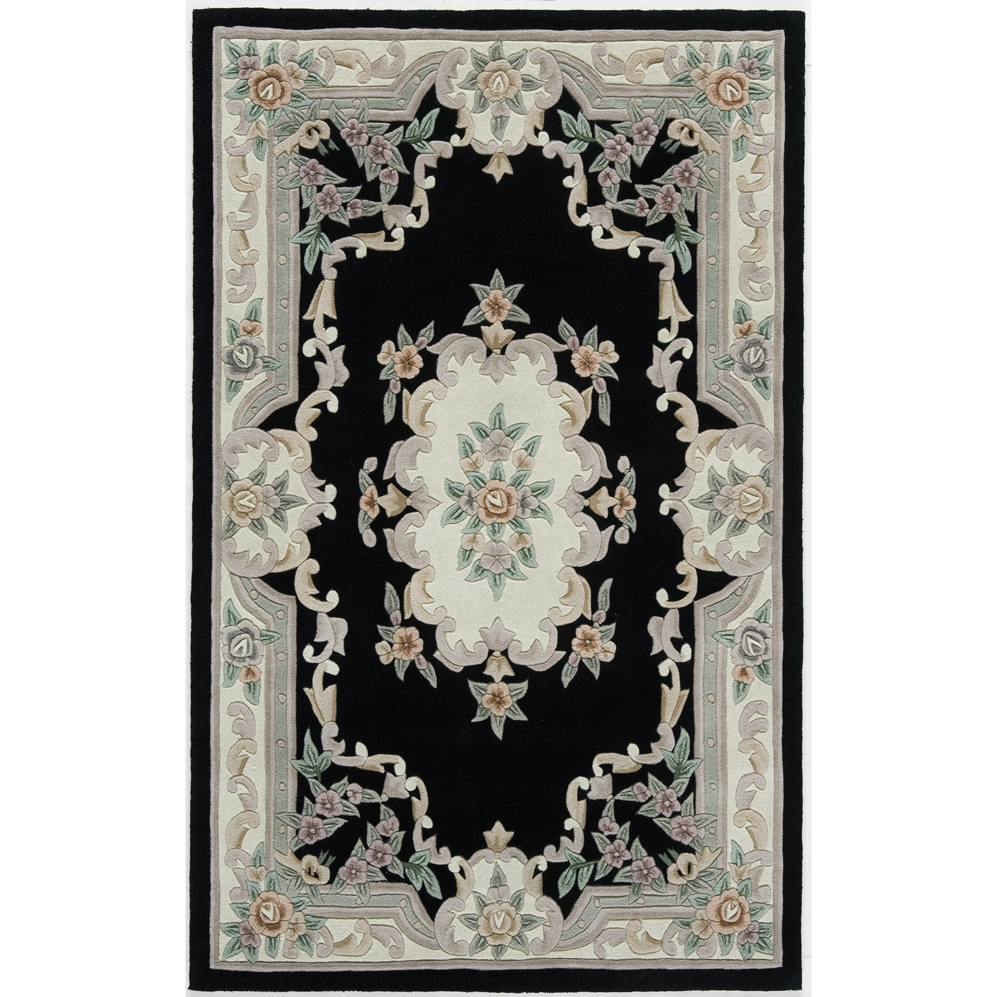 Rugs America New Aubusson Collection Black 510320 Traditional European