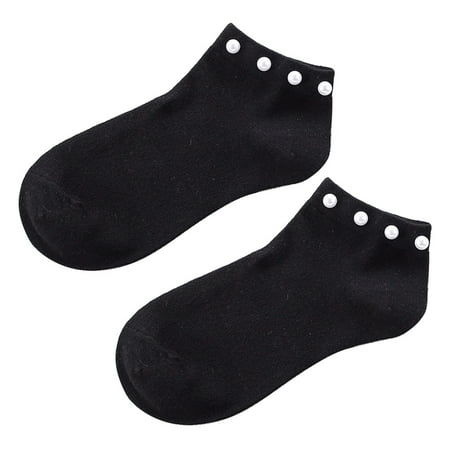 

NLAGER Ankle Socks Women s Solid Color Faux Pearl Beading Breathable Cotton Low Cut Ankle Socks