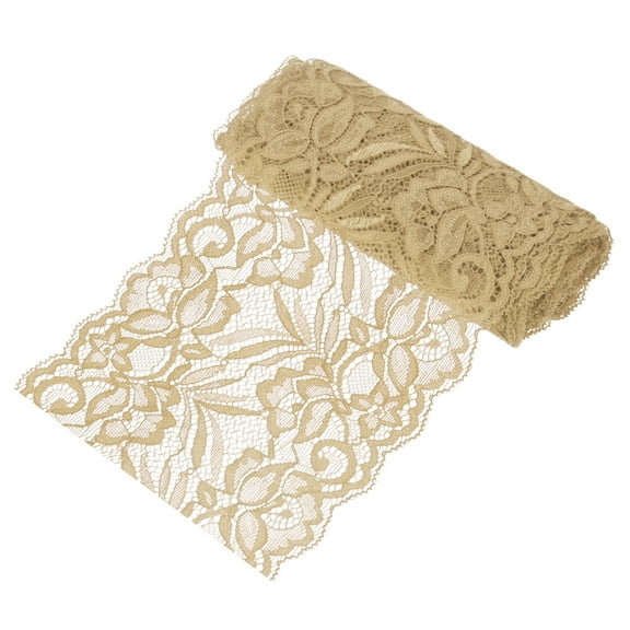 Uxcell 5-Yard 5.9 Inch Wide Elastic Lace Fabric, Ribbon Stretchy Trim Beige
