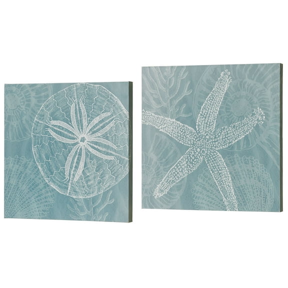 Coastal Waves Canvas Wall Art Blue Set of Two 2