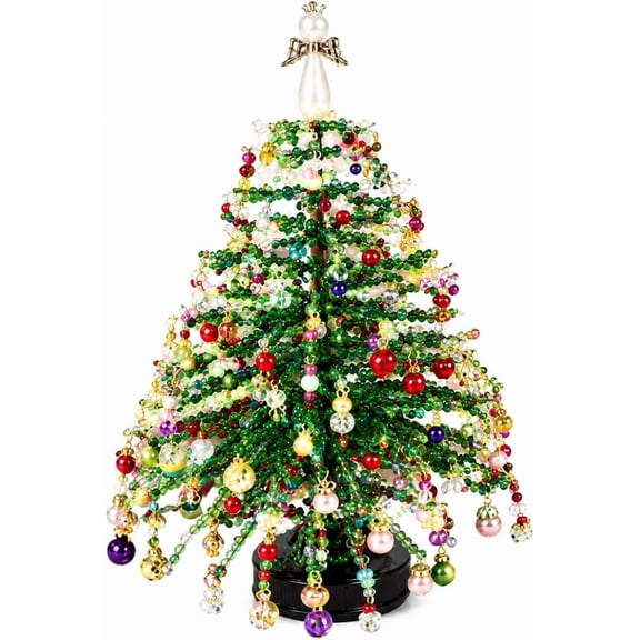 DIY Beaded Christmas Tree Kit, 3D Crystal Bead Christmas Tree Making Kit, Sparkling Christmas Decoration for Adults, Family Christmas Activity