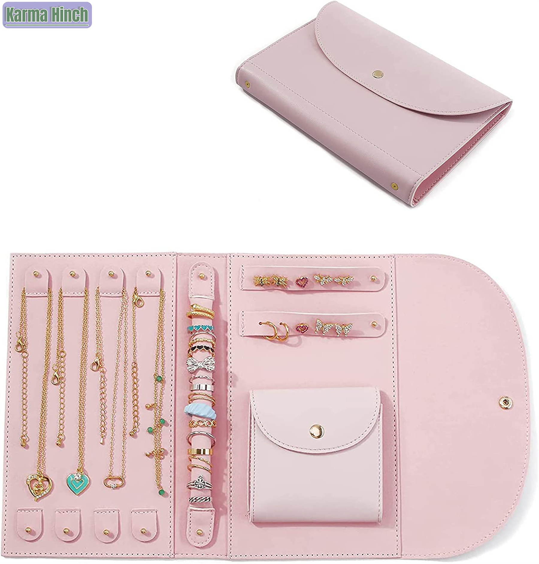 Travel Jewelry Roll Bag Jewelry Organizer Case Bag Soft Foldable