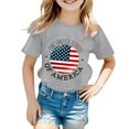 thumbnail image 2 of Gubotare Blouse for Girls Toddler 4th of July Shirts Kids American Flag T-Shirts Boys Girls Patriotic Independence Day Memorial Day Tops Tees 3T 4T,Grey 3-4 Years, 2 of 3