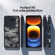 IBMRS [Precise Cutouts for Camera Lens] vivo iqoo 12 Case, Shockproof Phone Cover (Camo Black)