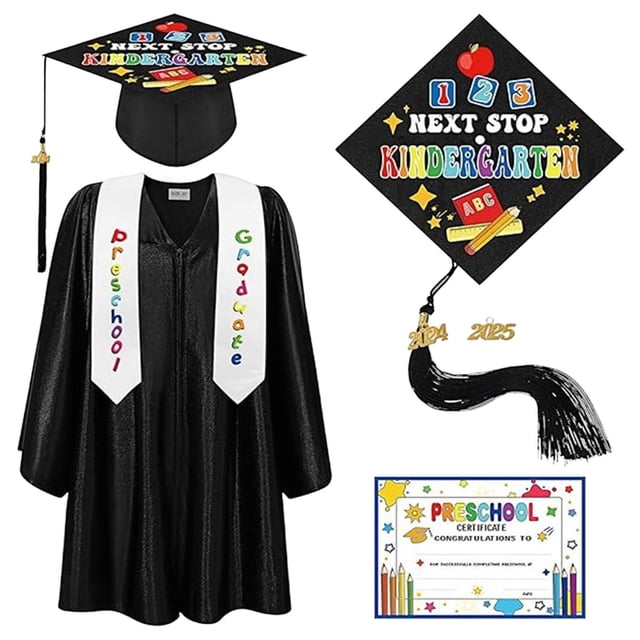 Klonfd Shiny Kindergarten And Preschool Graduation Gowns Caps And Tassels (Class Of 2026) — Children's Academic Kindergarten Elementary School And Performance
