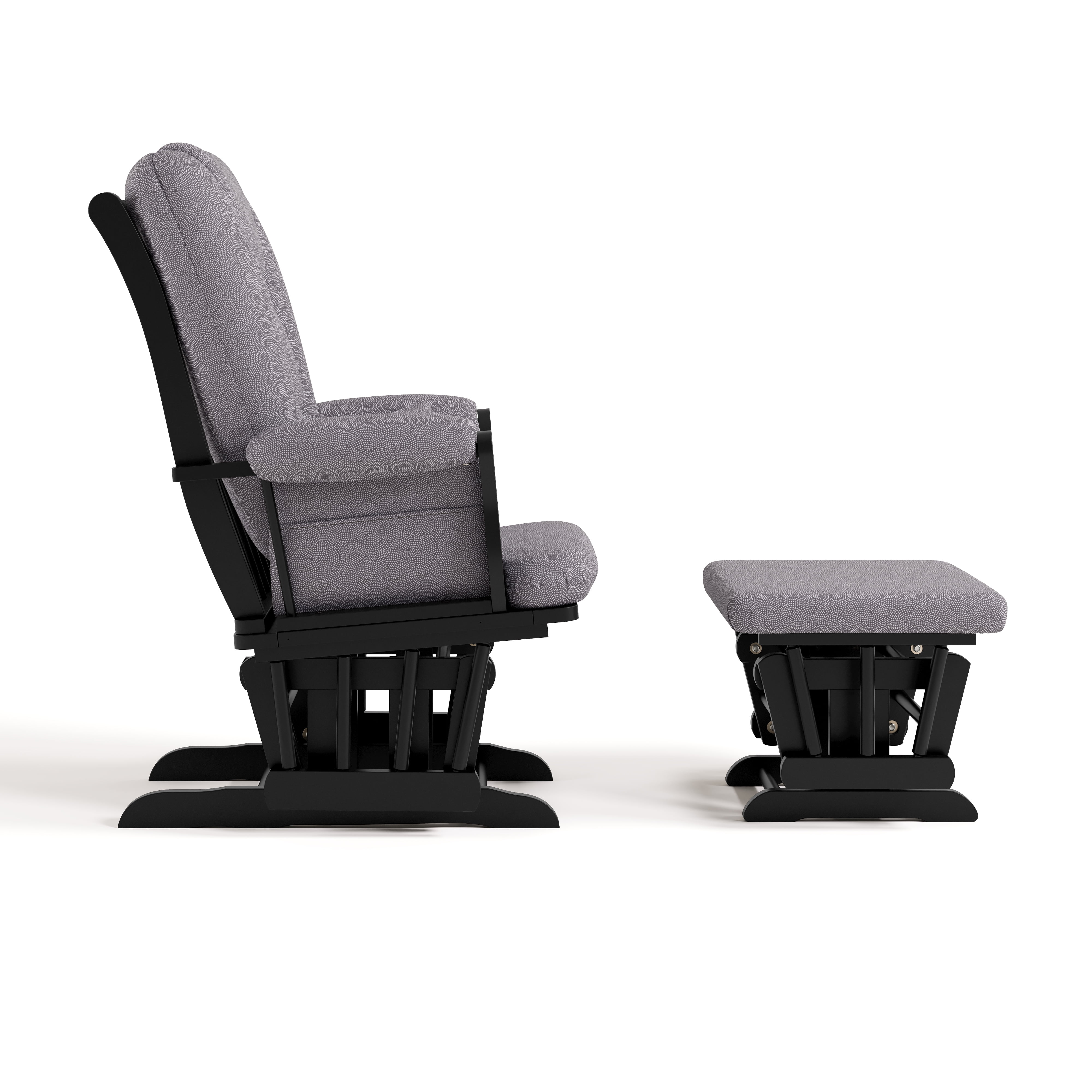 Storkcraft Tuscany Infant Nursery Glider & Ottoman Black with Gray Swirl