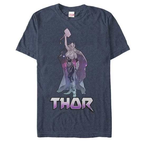 Men's Marvel Thor Galaxy  Graphic Tee Navy Blue Heather Medium