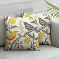 thumbnail image 2 of COMIO  Decorative Throw Pillow Cover Square Trendy Yellow Gray Ivory Vintage Floral Bird Lumbar Pillowcase with Hidden Zipper Decor Cushion Gift for Holiday Sofa Bed 2Pcs, 2 of 6