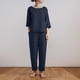 thumbnail image 1 of Puntoco moda mujer cuello redondo blusa de manga larga + pantalones sueltos de lino de algodón conjuntos de pantalones liquidación Puntoco Puntoco-4596, 1 of 7