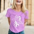 thumbnail image 2 of TSADFHJI Chemises pour Femmes Manches Longues Coton Col Rond T-Shirt Imprimé Manches Courtes Col Rond Haut Blouse TTTG Violet, 2 of 5