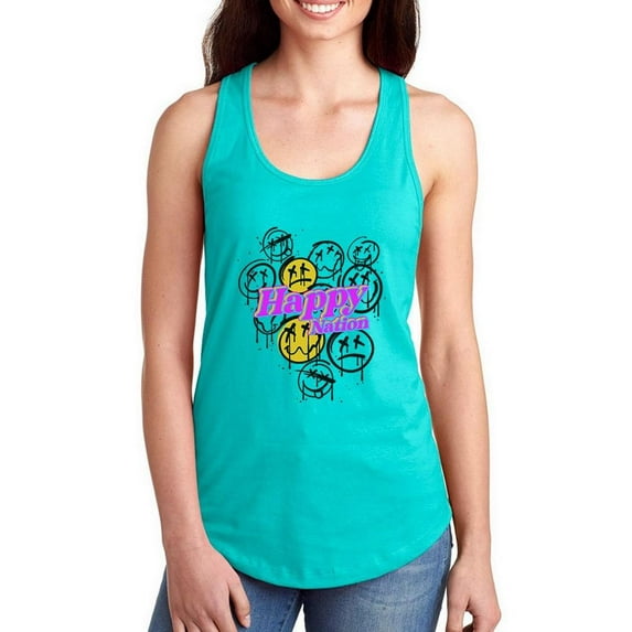 Graffiti Style Happy Dead Faces Racerback Tank Women -Image by Shutterstock, Female x-Small