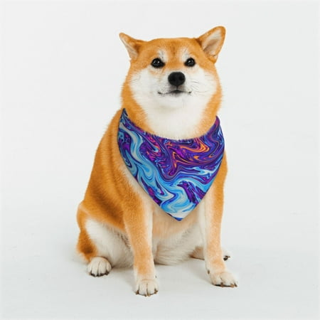 Rateoe Swirl Print Blue Purple Print Pet Scarf for Dogs and Cats &ndash; Stylish Reflective Design Breathable & Durable Pet Bandana with Quick-Release Buckle-Large