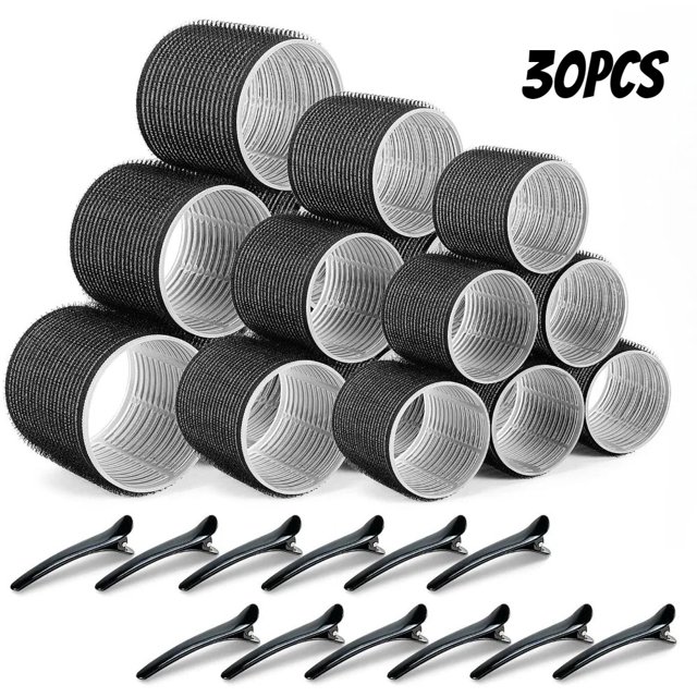 Typpkmm 30 Unids/Set Kit De Peinado Sin Calor Rodillos AutosujecióN Con 18 Uds Rodillos Para El Cabello Y 12 Uds Clips Para Peinar El Cabello Diy
