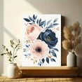 thumbnail image 6 of Qisvanset Blush Pink & Navy Floral Canvas Print, 40x30cm for Bedroom Office, 6 of 8