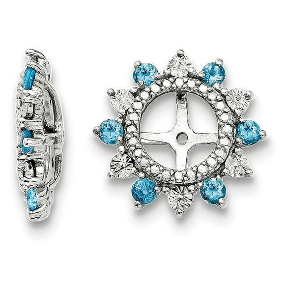 Sterling Silver Rhodium Swiss Blue Topaz Earring Jacket QJ105DEC