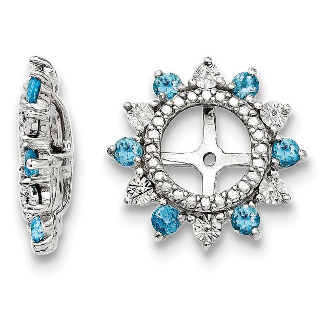 Sterling Silver Rhodium Swiss Blue Topaz Earring Jacket QJ105DEC
