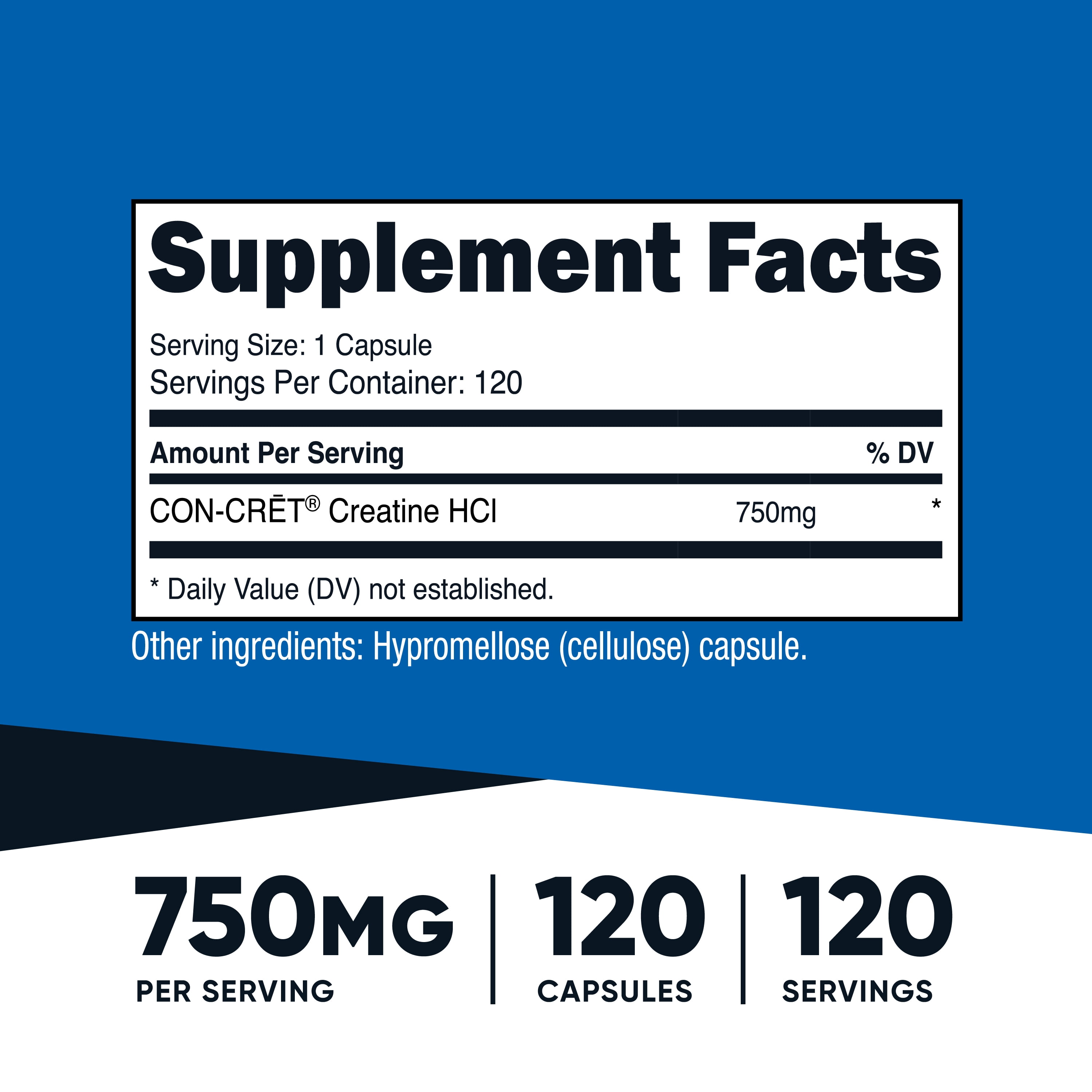 Nutricost Creatine HCl 120 Capsules - Made with CON-CRET Creatine, 750 MG Per Capsule