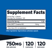 Nutricost Creatine HCl 120 Capsules - Made with CON-CRET Creatine, 750 MG Per Capsule