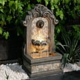 thumbnail image 2 of LuxenHome 27" H Gray Resin Mosaic Wall Freestanding Outdoor Water Fountain with Lights, 2 of 7