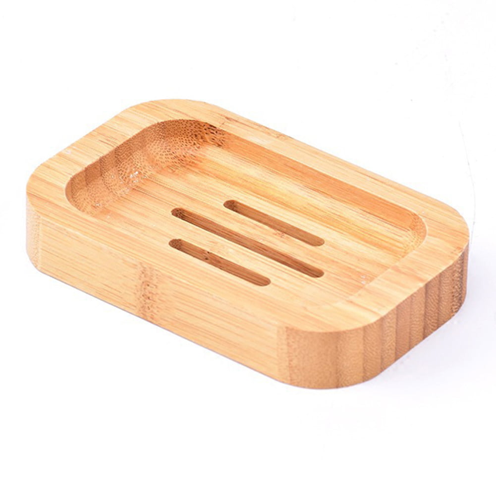 Natural Bamboo Soap Dishes Storage Wooden Soap Case Holder for Bathroom Sink 