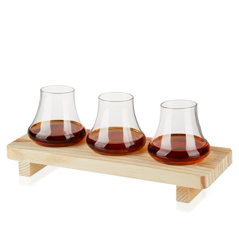 Whiskey Glasses Set of 6 with Serving Tray | Wooden Tray with Whiskey  Crystal Glasses | Rustic Wood Whiskey Server | Bar Glass Holder | Whiskey  Glass