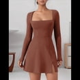 thumbnail image 2 of Vestido con Escote Cuadrado Color Café M, 2 of 7