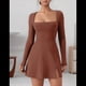 thumbnail image 2 of Vestido con Escote Cuadrado Color Café XL, 2 of 7