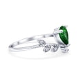 thumbnail image 2 of Midi V Style Teardrop Wedding Ring Pear Simulated Green Emerald CZ 925 Sterling Silver Size 9, 2 of 5
