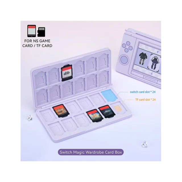 Caja de tarjetas de juego Nintendo Switch, armario mágico de gran capacidad con 24 ranuras para tarjetas, caja de Cassette Oled, accesorios Ns