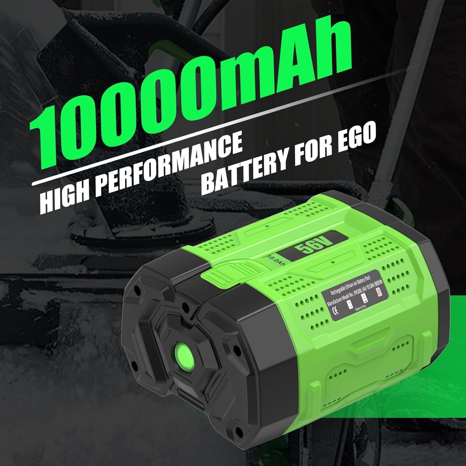 4Pack 56 Volt 10000mAh for EGO Battery High Capacity Replacement for EGO Battery 56V 10Ah Lithium ion BA5600T BA1400T BA4200T BA2240 BA2800 BA2800T Compatible with EGO All 56V Power Tool and Chargers