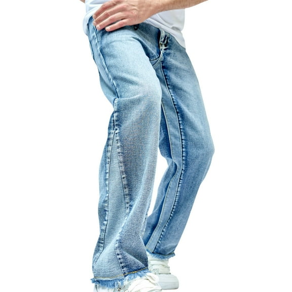 Cathalem Mens Jeans Straight Relaxed Men's Regular Fit Straight Leg Jeans Casual Denim Pants Lightweight Jean(Blue,32)