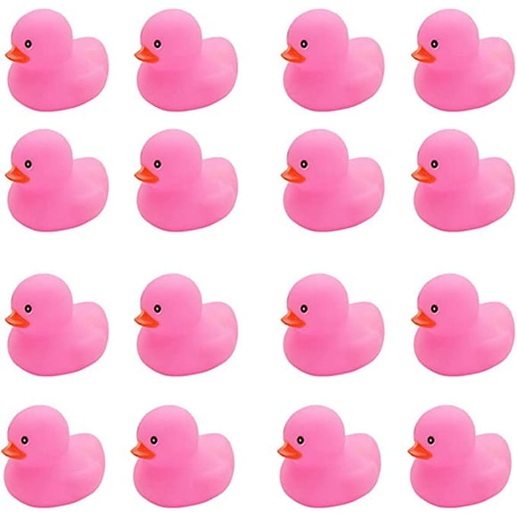 16PCS Pink Rubber Duck Kids Bath Duck Toys for Toddlers Boys Girls,Squeak and Float Rubber Ducks in Bulk Jeep Ducks Baby Shower Duck Decorations Party Favors (2.2’’)