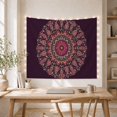 thumbnail image 5 of Circular Mandala with Floral Center on Deep Plum Background, Mystical Boho for Boho Decor Lovers, Symmetrical Radial Wall Art, Housewarming Gift Tapestry Wall Hanging for Bedroom and Living Room, 5 of 7