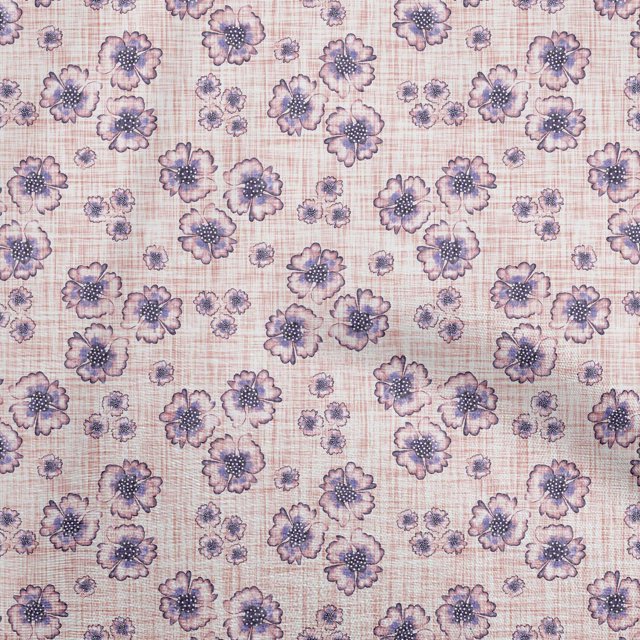 oneOone Tissu Velours Violet Bleuté à Fleurs Tissu pour Robe Tissu Imprimé au Mètre 58 Pouces de Large