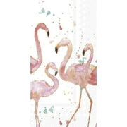 IHR Ideal Home Range Dinner Napkins Disposable 3-Ply Paper Hand Towels, 8.5" x 4.5", Flamingo Fever (Cream), 16-Count