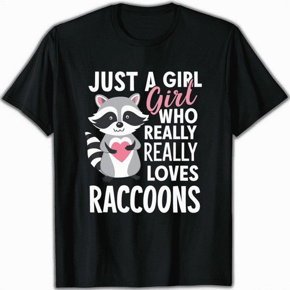 Just A Girl Who Loves Raccoons Cute Girls Kids Toddler T-Shirt