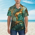 thumbnail image 4 of Balery Emerald Color Gold Marble Print Men's Hawaiian Shirts Short Sleeve Beach Shirt Relaxed Fit Vacation Button Down Shirts-, 4 of 9