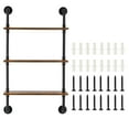 thumbnail image 2 of VEVOR Industrial Pipe Shelf, 3 Tier 24x7.87in, Wall-Mount Floating Rustic Wood Shelves Bracket Display Bookshelf, Storage Rack Sundries Holder for Kitchen Bedroom Bathroom Living Room,, 2 of 9
