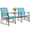 Blue, variant on Outsunny Patio Double Glider Chair with Glass Top Center Table, Outdoor Glider Chair with High Back, Sling Fabric for Garden, Bench, Black