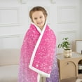 thumbnail image 6 of Colorful Glitter (No Glitter No Sequin) Pink Purple Sherpa Blanket Fantasy Fleece Blanket Plush Blanket for Bed Sofa Couch Bedroom Decor Fairy Dreamy Gradient Warm Fuzzy Blanket 40"x50", 6 of 7