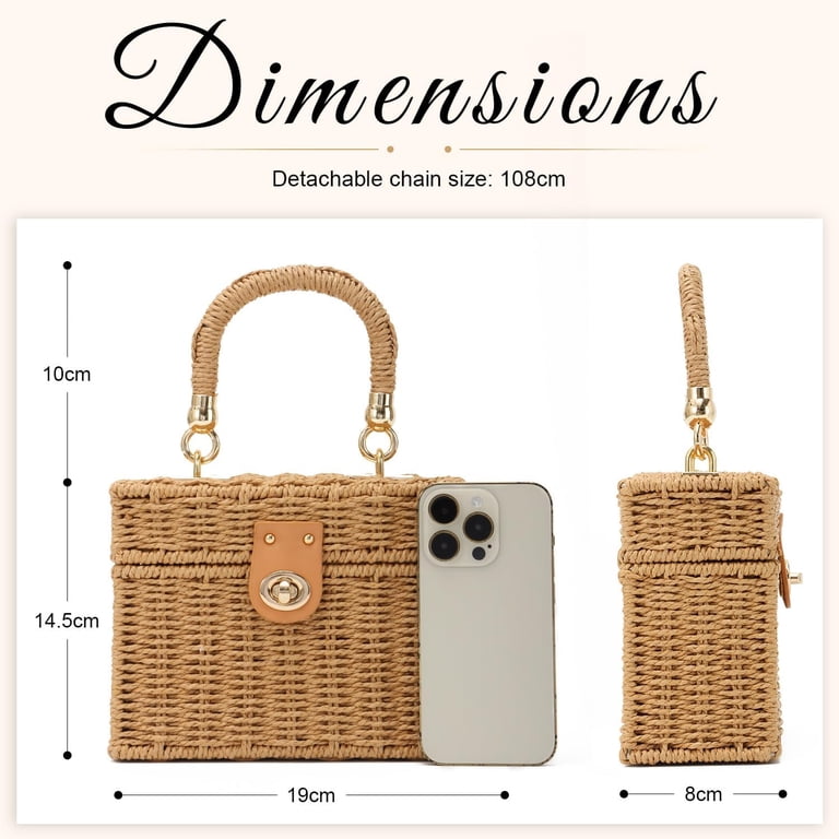 Handwoven Rattan Bag for Women Woven Straw Square Crossbody  display picture 1