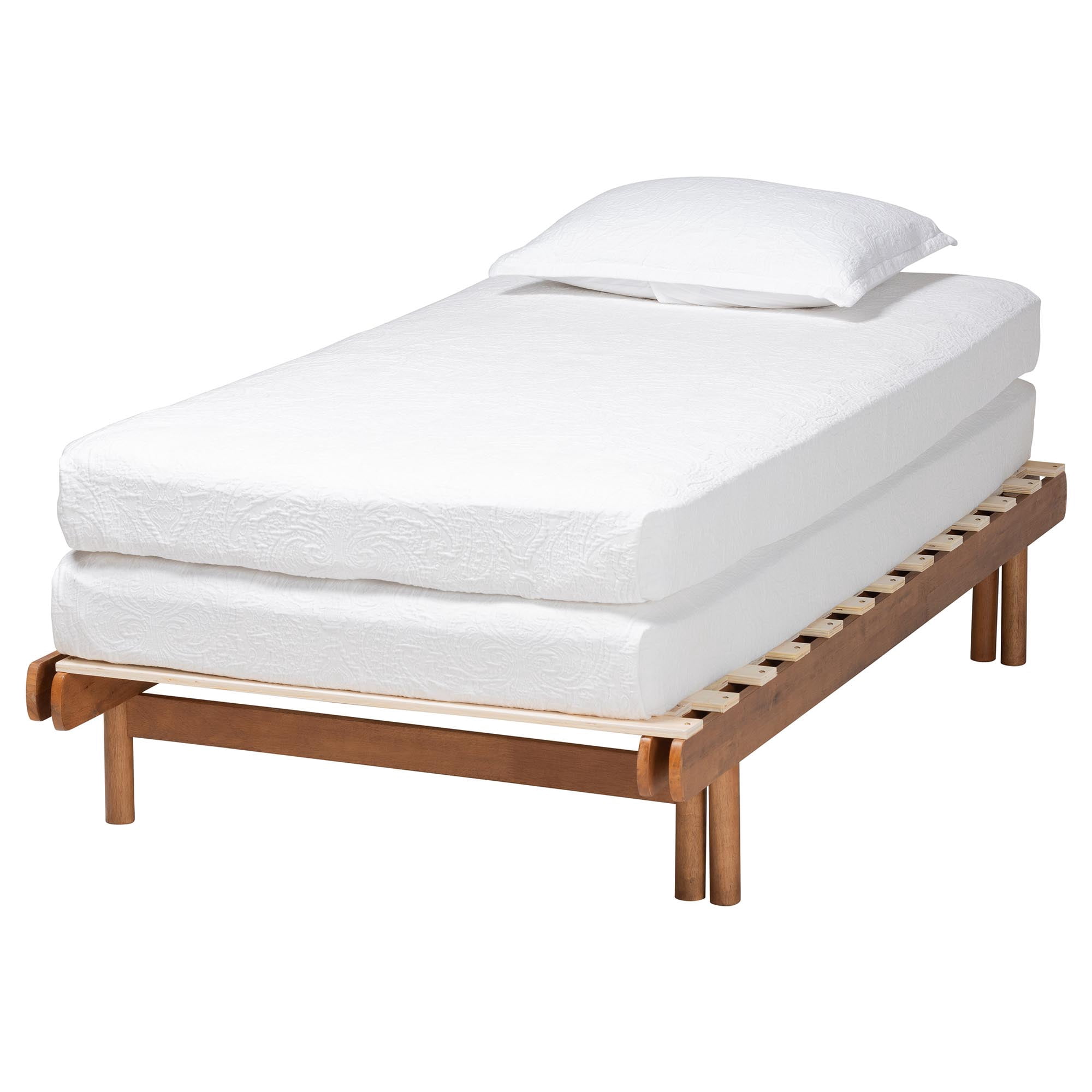 Baxton Studio Bolivia Mid-Century Expandable Bed, Expandable, Walnut Brown