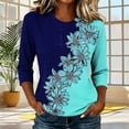 thumbnail image 3 of Juesizh T Shirts for Women Plus Size Crew Neck Shirts Trendy Loose Print 3/4 Sleeve Pullover Tee Shirts, S-5XL, 3 of 8