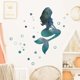 thumbnail image 4 of 1pc, Starry Sky Mermaid Wall Decals Mermaid Wall Stickers Peel And Stick DIY Removable Mermaid Green Bubbles Vinyl Wall Art Decor For Kids Baby Bedroom Nursery Bathroom Door Stickers, 4 of 4
