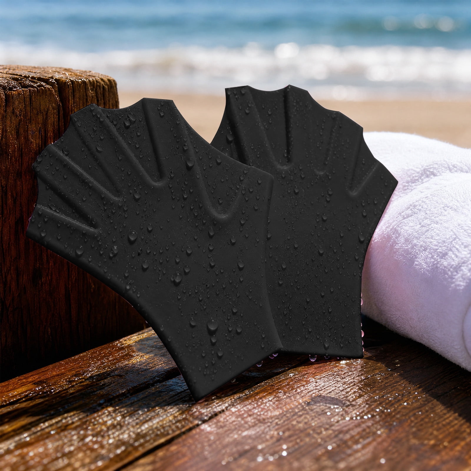 Silicone Webbed Swim Hand Fins Training Paddles for Speed Swimming Pool ...