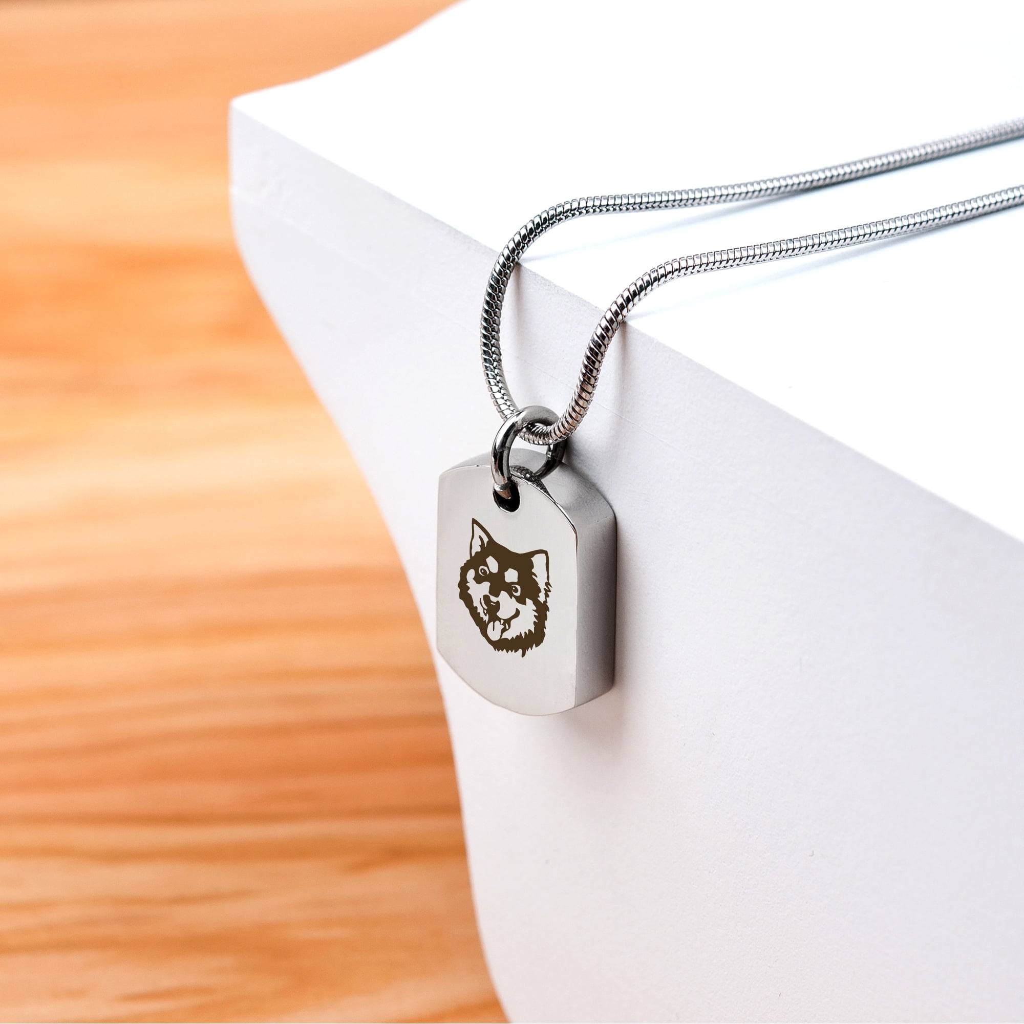 Anavia Alaskan Malamute Dog Tag Memorial Necklace for Ashes, Pet Ashes Necklace, Cremation Urn Necklace, Cremation Jewelry, Keepsake Ashes, Pet Memorial Jewelry, With Funnel Kit